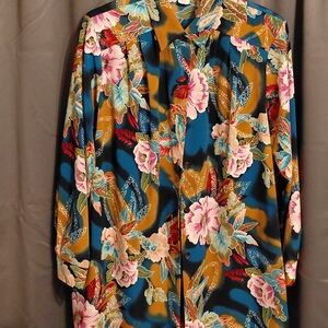 Maggie Sweet Floral Women's Button Up Blouse Multicolor Size Large